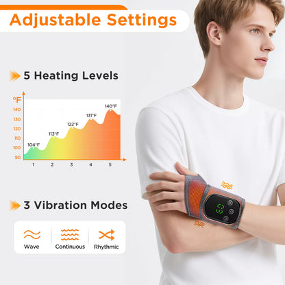 Electric Thermal Wrist Massager with Vibration & 5-Speed Hot Compress